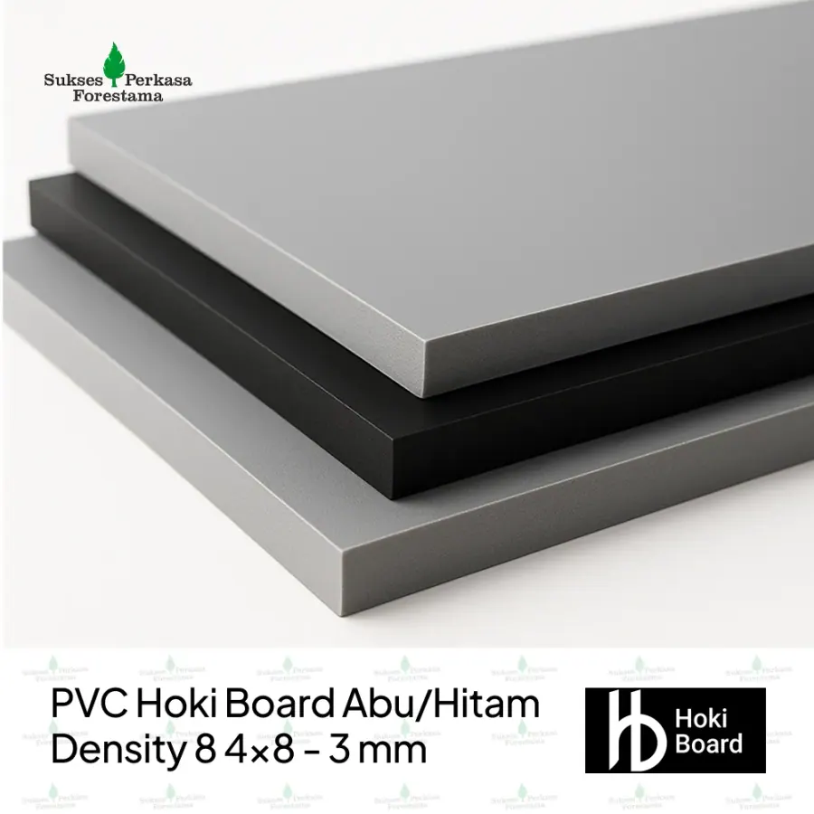 PVC Hoki Board Abu/Hitam Density 8 4x8 - 3 mm